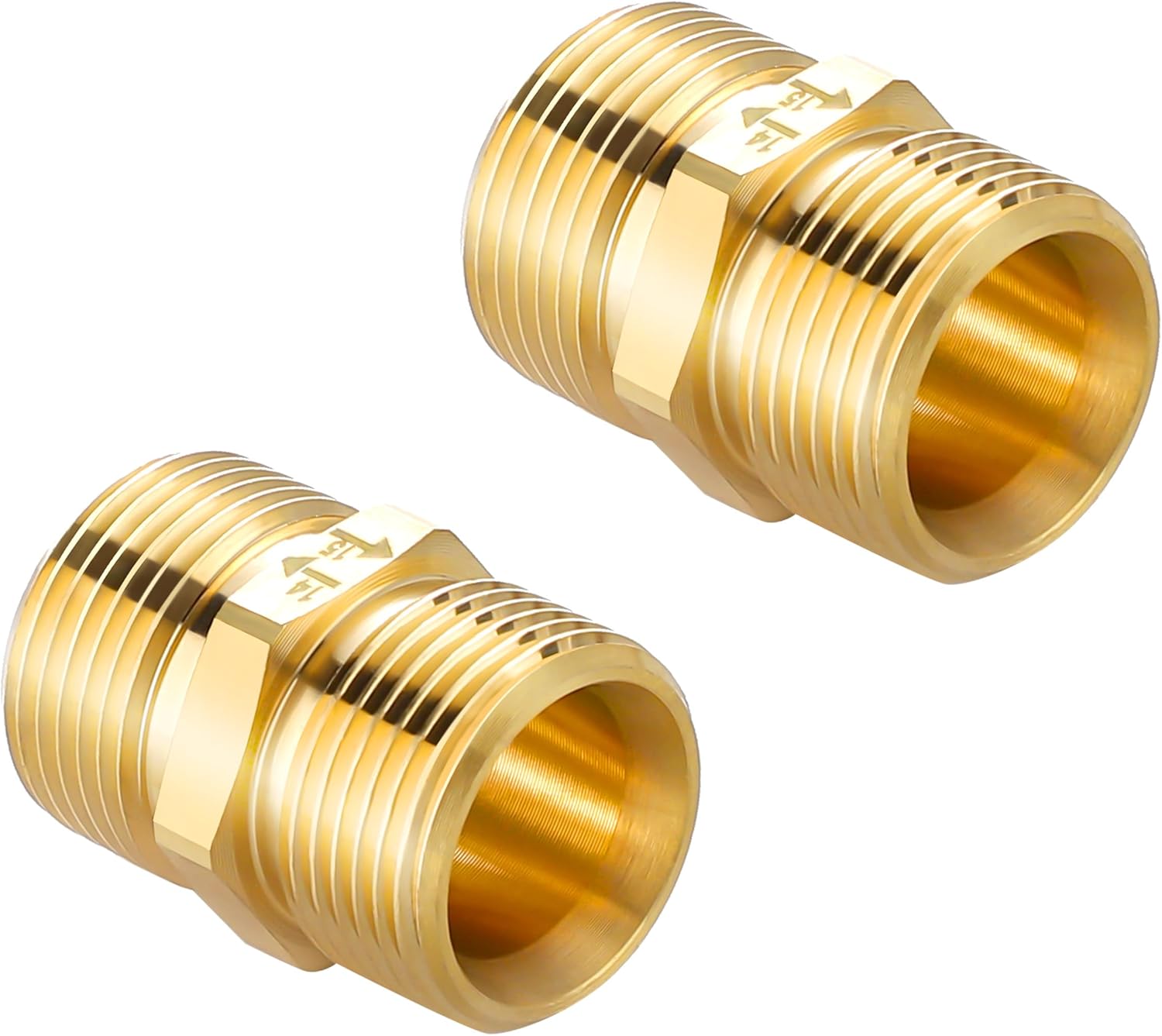 Pressure Washer Adapter, Metric M22 15mm Male Thread to M22 14mm Male Fitting, 4500 PSI, 2 Pack V1258-DP02-B-965