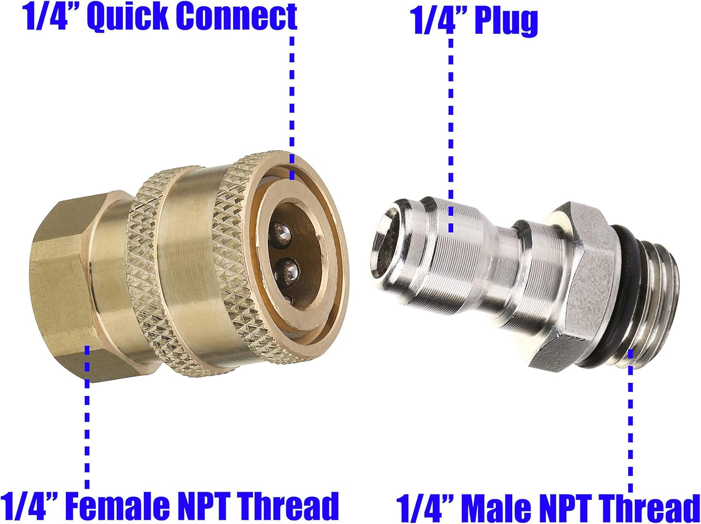 Pressure Washer Adapter Set, 1/4 Inch Quick Disconnect Kit, 5000 PSI V1258-DP02-B-969