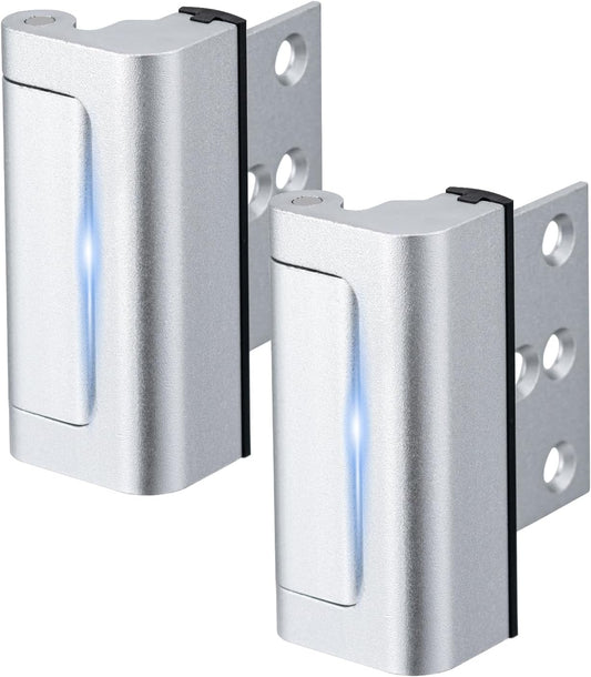 2 Pack Home Security Door Lock,Childproof Door Reinforcement Lock,with 3" Stop Withstand 800 lbs,for Inward V1258-DP02-B-975