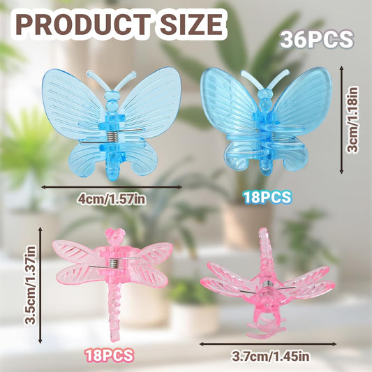 36Pcs Orchid Clips - Cute Butterfly & Dragonfly Plant Clips Orchid Support Clips - Portable Vine Clips for V1258-DP02-B-980