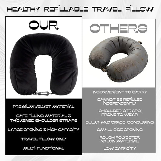 1-Pack Stuffable Travel Pillow for Extra Luggage - Travel Neck Pillow with Adjustable Neck Size - V1258-DP02-B-984