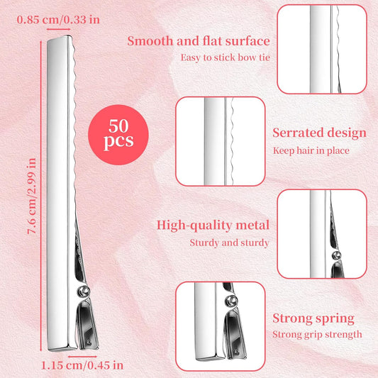50Pcs Duckbill Hair Clips for Women - 3'' Metal Alligator Hair Clips - Metal Alligator Curl Clip for Hair V1258-DP02-B-989