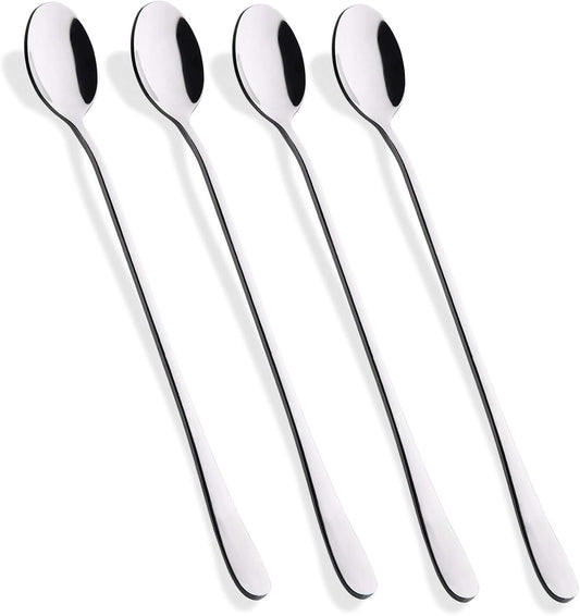 9-Inch Long Handle Iced Tea Spoon, Coffee Spoon, Ice Cream Spoons, Stainless Steel Cocktail Stirring Spoons, V1258-DP02-B-99