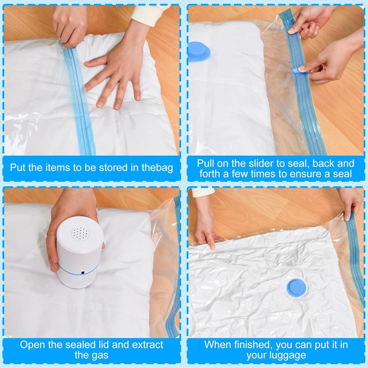 4-Pack Vacuum Compression Space Saving Storage Bags - 13.8 x19.7in Roll-Up Travel Vacuum Seal Bags for V1258-DP02-B-990