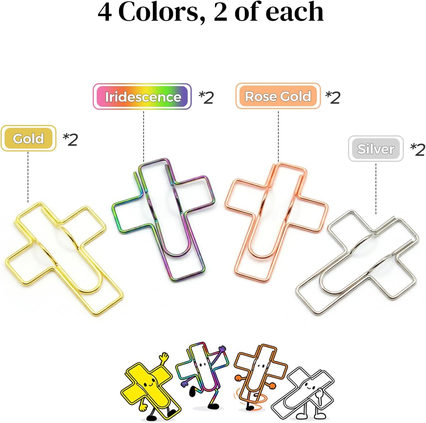 Paperclip Pen Holder, Metal Pen Clips, Heart Shaped+Cross Shaped, 16 Pack V1258-DP02-B-996