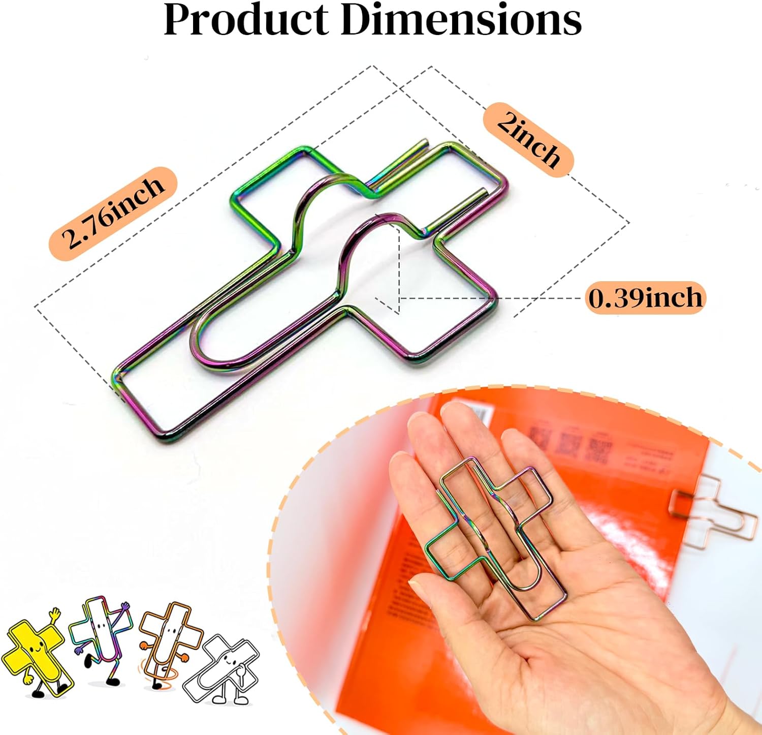 Paperclip Pen Holder, Metal Pen Clips, Heart Shaped+Cross Shaped, 16 Pack V1258-DP02-B-996