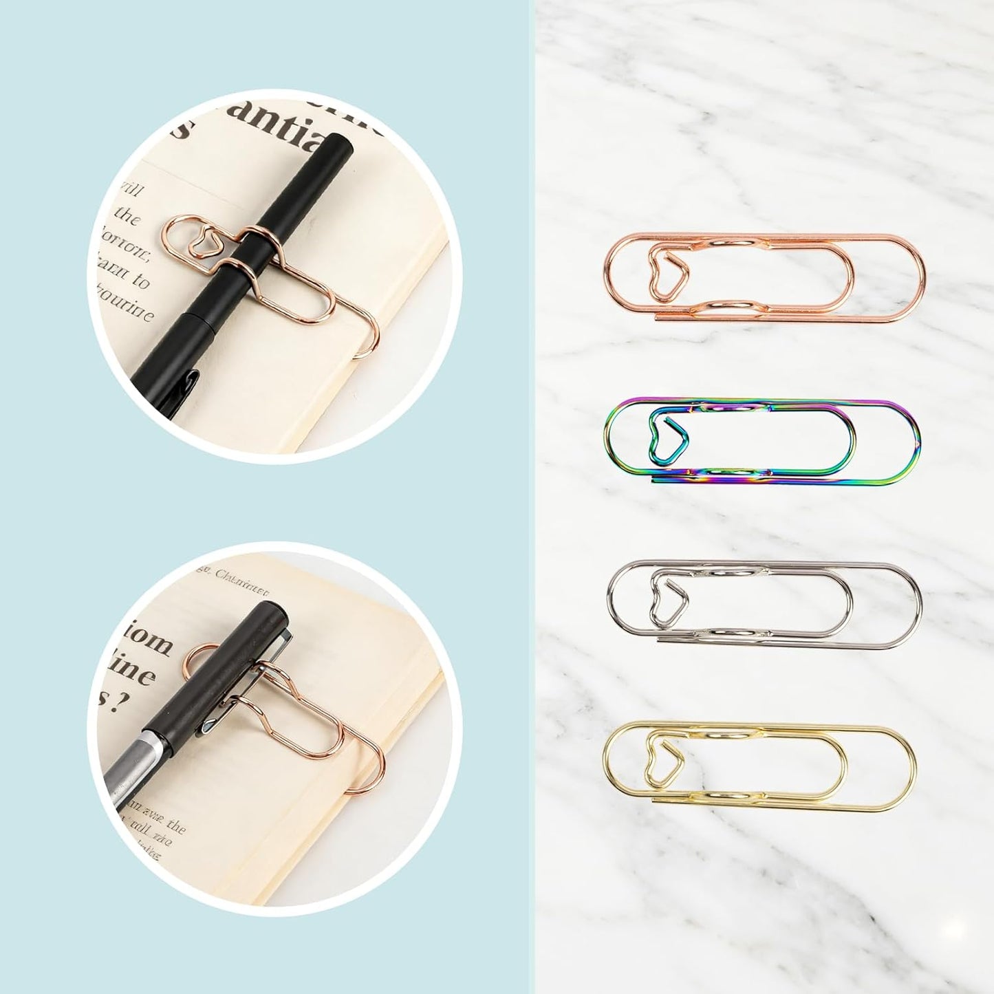 Paperclip Pen Holder, Metal Pen Clips, Heart Shaped+Cross Shaped, 16 Pack V1258-DP02-B-996