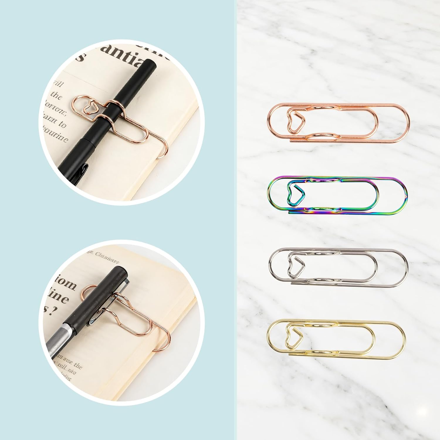 Paperclip Pen Holder, Metal Pen Clips, Heart Shaped+Cross Shaped, 16 Pack V1258-DP02-B-996