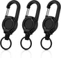 3 Pack Retractable Keychain with Carabiner - Black - 60cm Extendable Key Ring for Work Outdoor Travel V1258-DP02-BOL-10