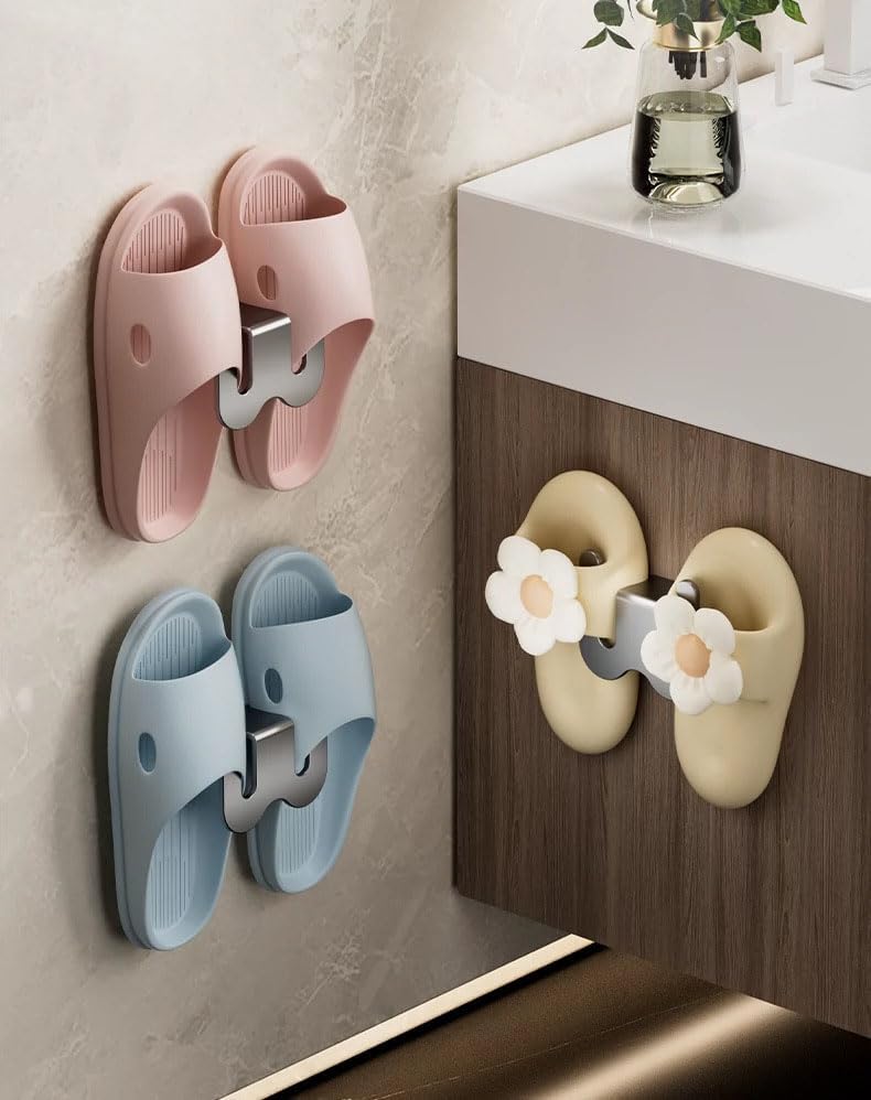 Wall-Mounted Aluminium Slipper Holder - Self-Adhesive Space-Saving Organizer - 2 Pack V1258-DP02-BOL-101