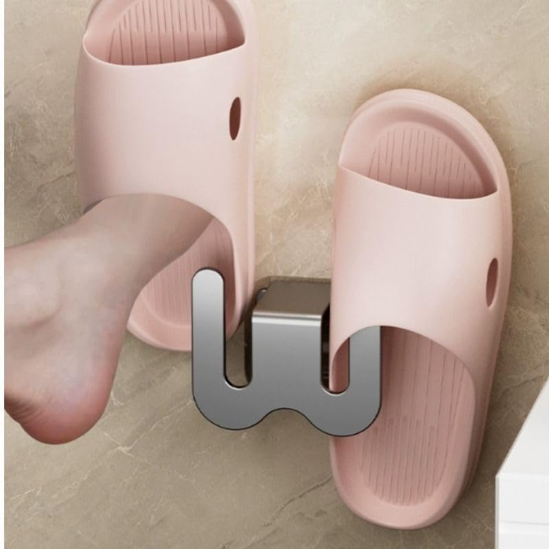 Wall-Mounted Aluminium Slipper Holder - Self-Adhesive Space-Saving Organizer - 2 Pack V1258-DP02-BOL-101