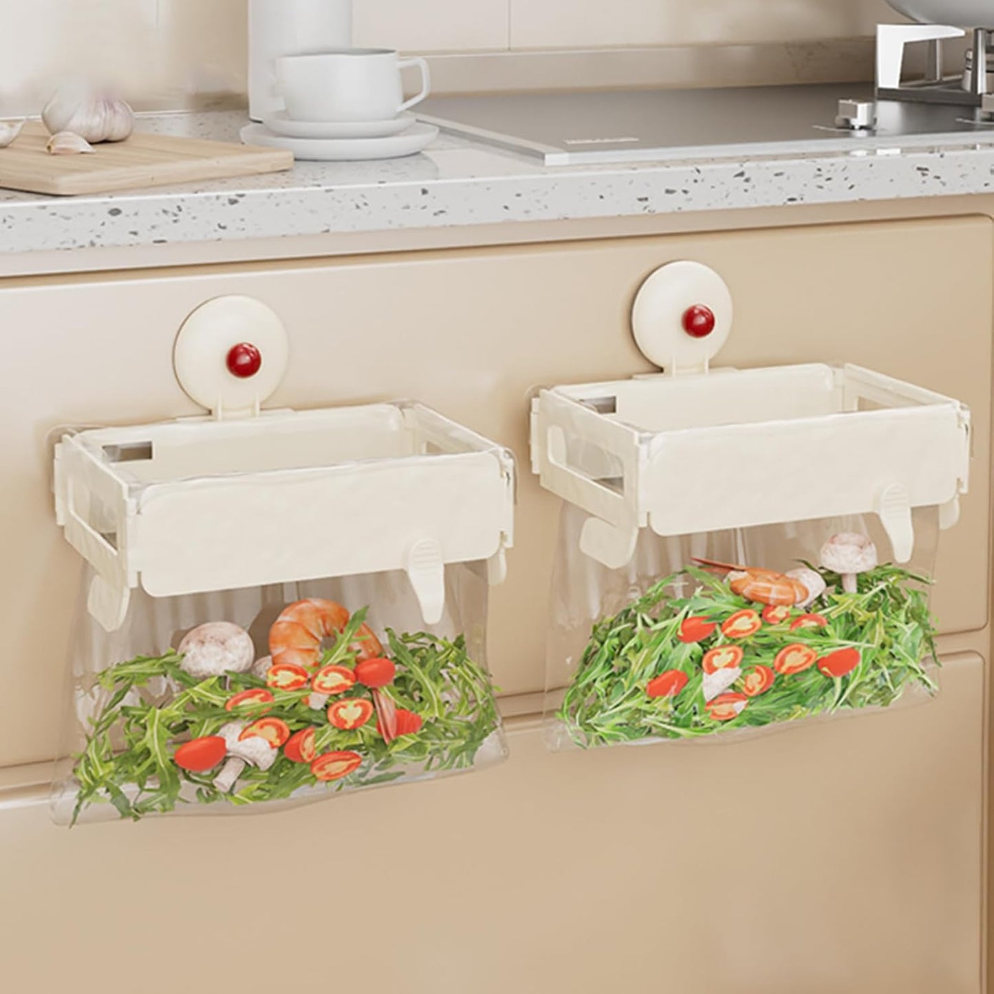 Touch Bin Trash Bag Holder 18.5x12.5cm Space Saving Versatile Waste Container V1258-DP02-BOL-102