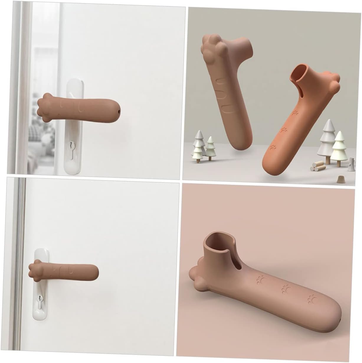 Silicone Door Handle Cover 1 Pack Child Safe Anti-Collision Paw Design Brown V1258-DP02-BOL-105