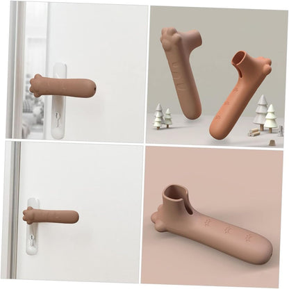 Silicone Door Handle Cover 1 Pack Child Safe Anti-Collision Paw Design Brown V1258-DP02-BOL-105
