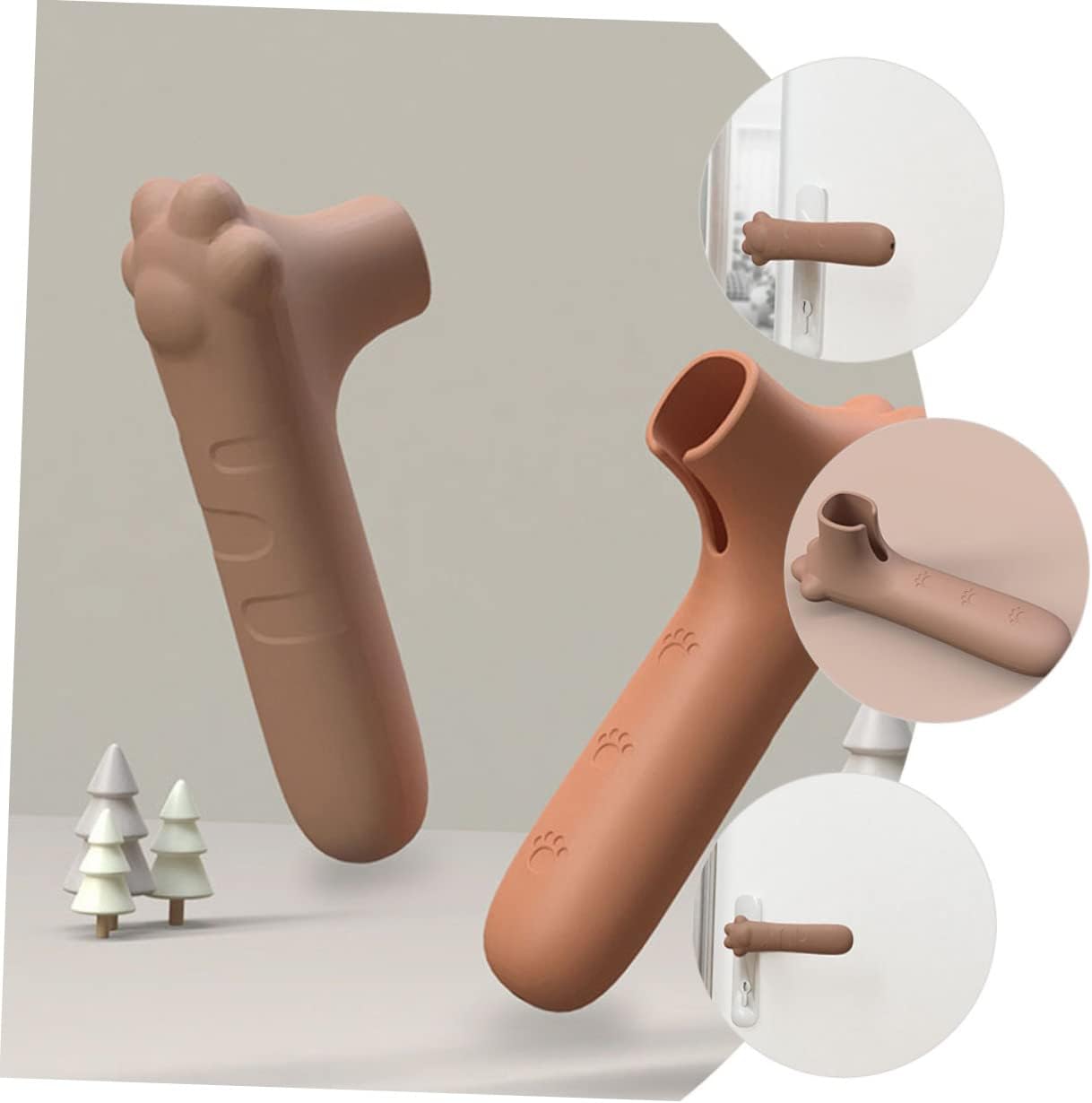 Silicone Door Handle Cover 1 Pack Child Safe Anti-Collision Paw Design Brown V1258-DP02-BOL-105