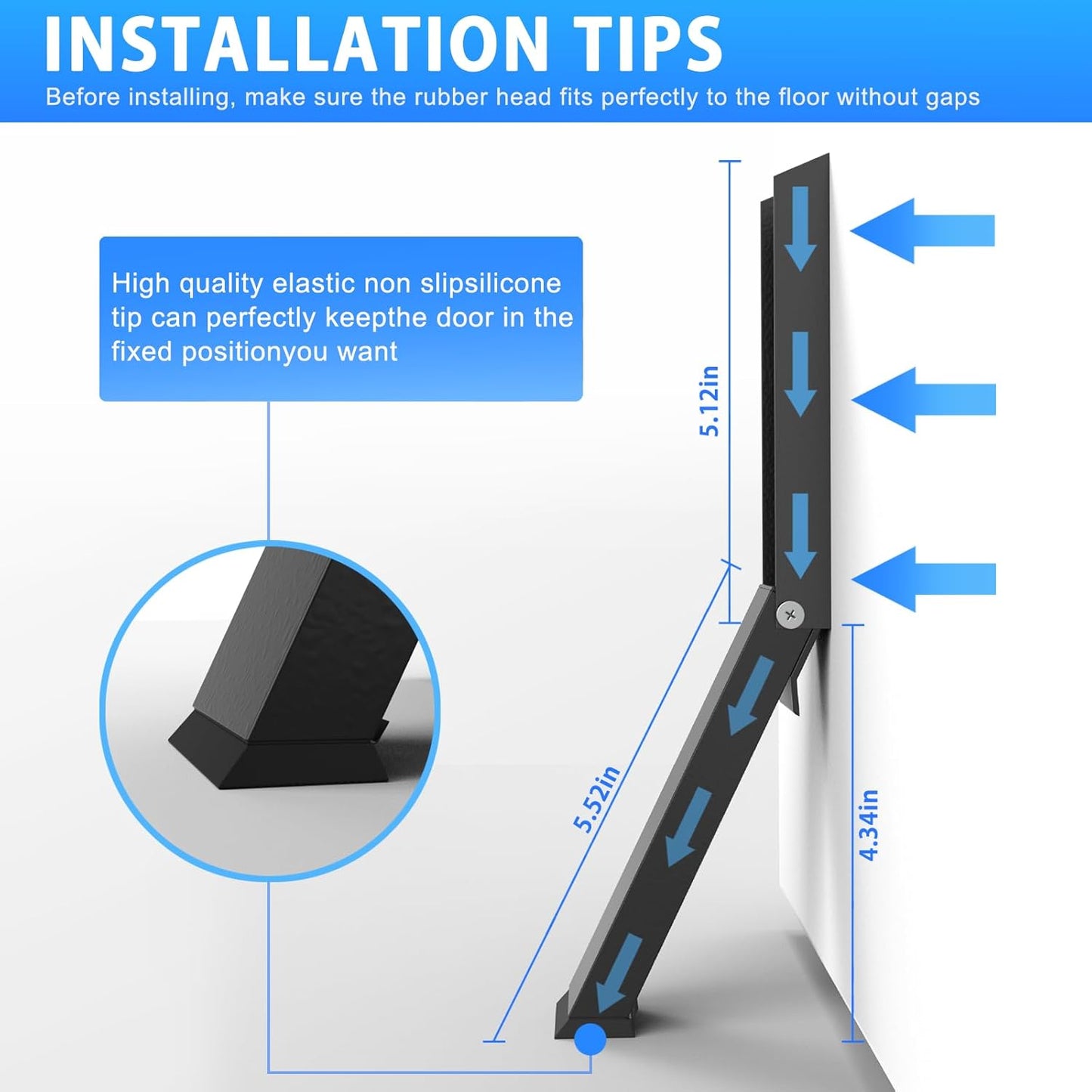 Black Folding Metal Door Stop Foot Operated No Drilling Installation V1258-DP02-BOL-106