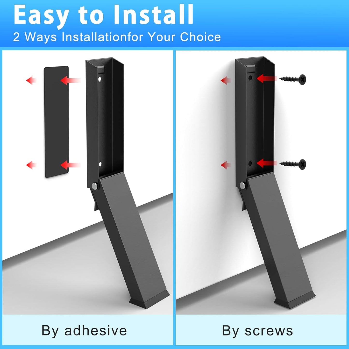 Black Folding Metal Door Stop Foot Operated No Drilling Installation V1258-DP02-BOL-106