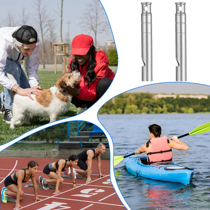 2 Silver Double Loop Whistles for Camping Hiking Pet Training Sports V1258-DP02-BOL-107