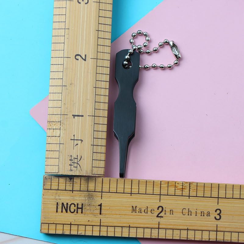 2 Pcs Split Ring Pliers Black & Silver Stainless Steel Fishing Pliers for Rigging and Bait with Keychain V1258-DP02-BOL-11