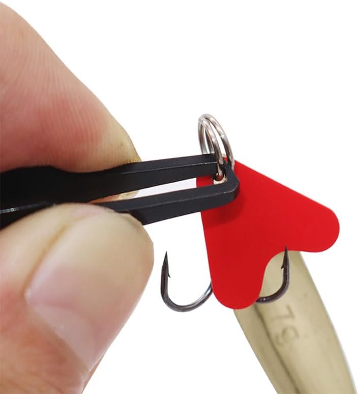 2 Pcs Split Ring Pliers Black & Silver Stainless Steel Fishing Pliers for Rigging and Bait with Keychain V1258-DP02-BOL-11