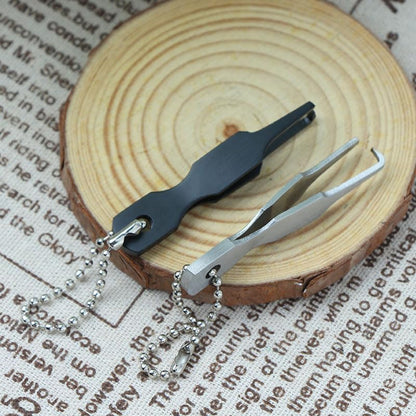 2 Pcs Split Ring Pliers Black & Silver Stainless Steel Fishing Pliers for Rigging and Bait with Keychain V1258-DP02-BOL-11