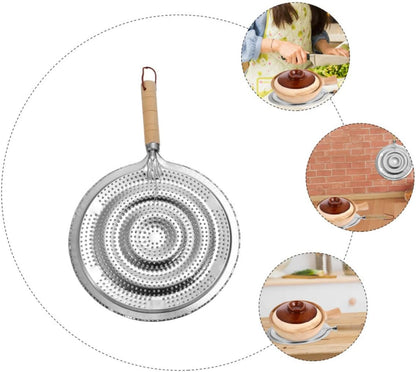 2 Pack Heat Resistant Pan Trivets Stainless Steel Table Mats with Wooden Handles and Hanging Ropes V1258-DP02-BOL-110
