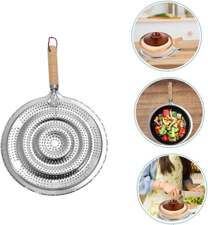 2 Pack Heat Resistant Pan Trivets Stainless Steel Table Mats with Wooden Handles and Hanging Ropes V1258-DP02-BOL-110