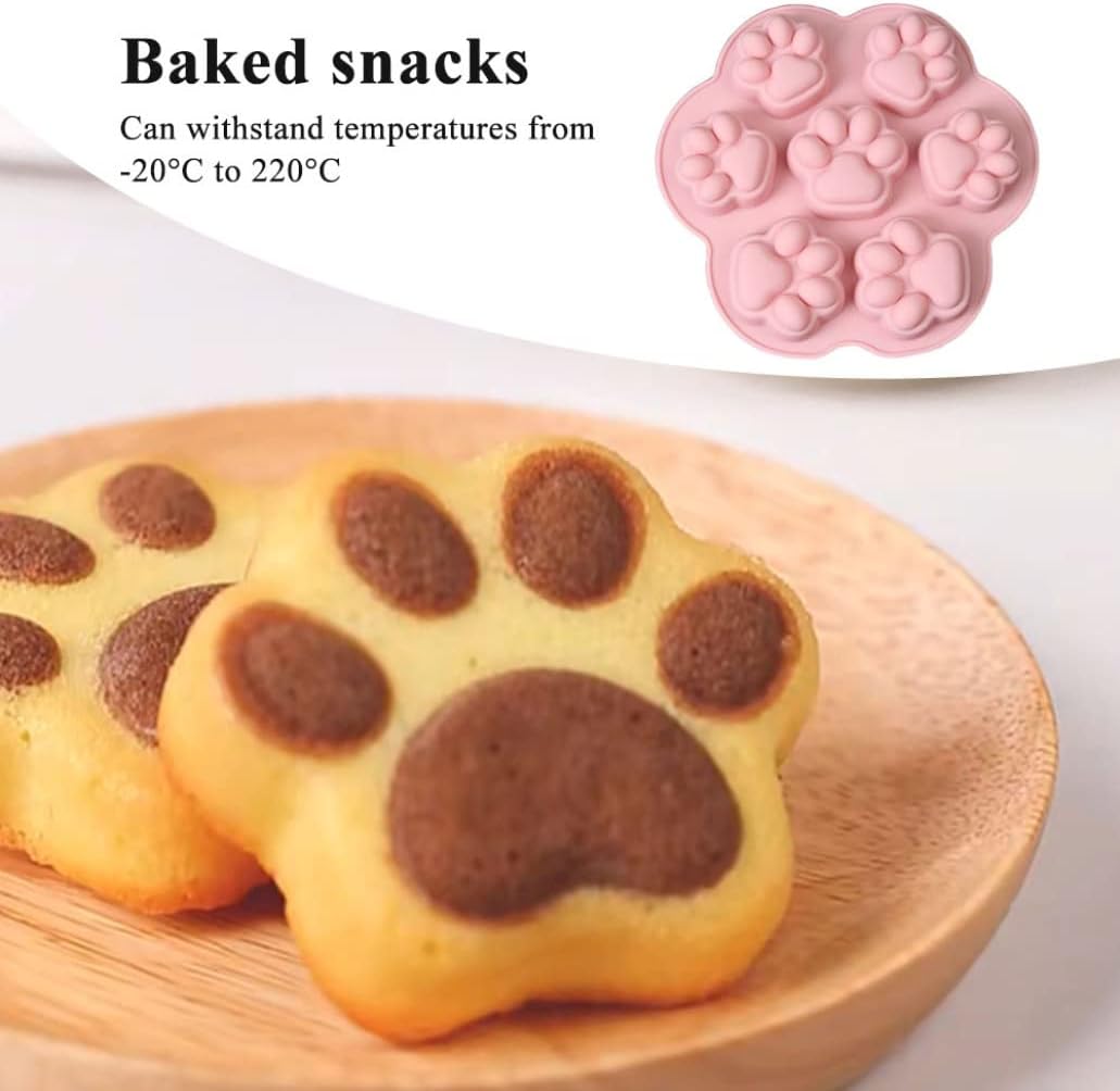 7-Cavity Silicone Cat Paw Mould Chocolate Fondant Ice Cube Tray Food Safe Baking Mold V1258-DP02-BOL-111