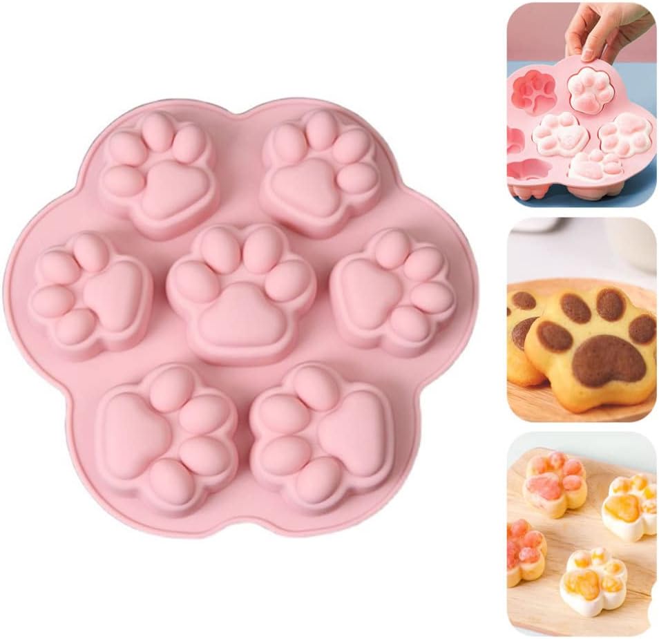7-Cavity Silicone Cat Paw Mould Chocolate Fondant Ice Cube Tray Food Safe Baking Mold V1258-DP02-BOL-111