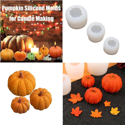 3 Piece Silicone Pumpkin Mould Set 3 Sizes Candle and Chocolate Mould Baking Tray V1258-DP02-BOL-112