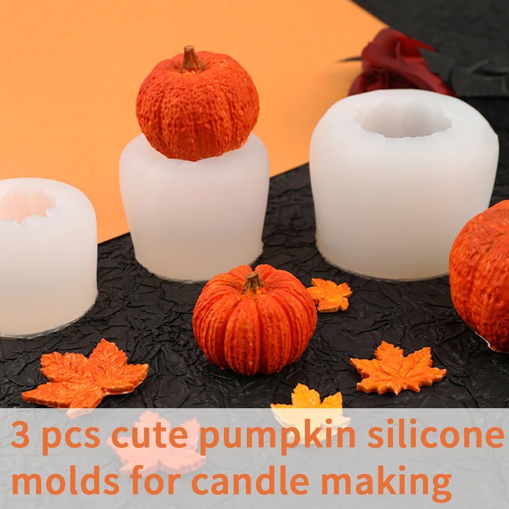 3 Piece Silicone Pumpkin Mould Set 3 Sizes Candle and Chocolate Mould Baking Tray V1258-DP02-BOL-112