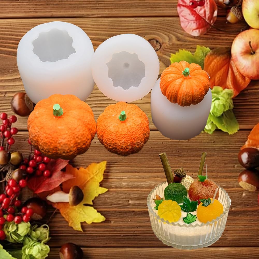 3 Piece Silicone Pumpkin Mould Set 3 Sizes Candle and Chocolate Mould Baking Tray V1258-DP02-BOL-112