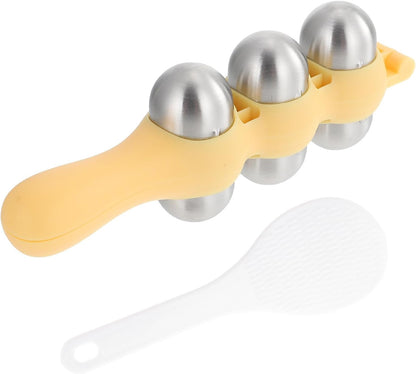Stainless Steel Rice Ball Maker Set Triangle Sushi Mold with Rice Paddle Non-Stick Riceball Shaker Tool Yellow V1258-DP02-BOL-113