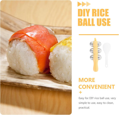 Stainless Steel Rice Ball Maker Set Triangle Sushi Mold with Rice Paddle Non-Stick Riceball Shaker Tool Yellow V1258-DP02-BOL-113