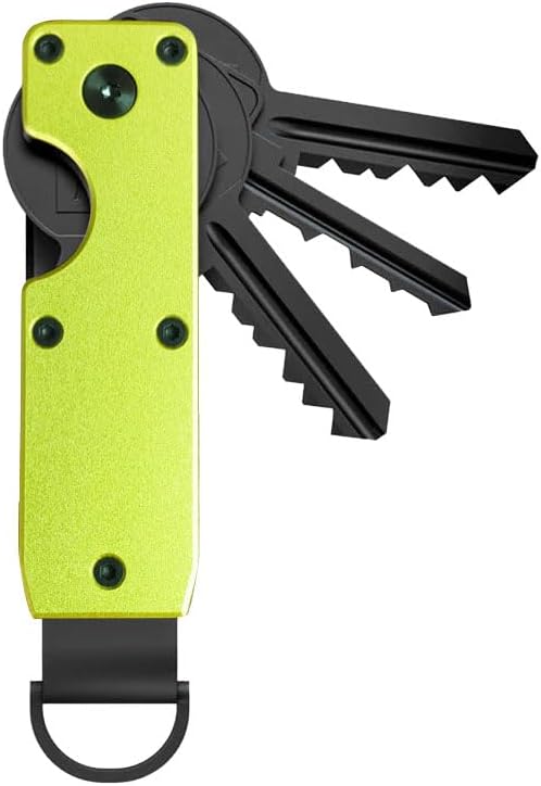 Compact Aluminium Key Organizer 2-6 Keys Yellow-Green Minimalist Key Holder for Car & Home V1258-DP02-BOL-12