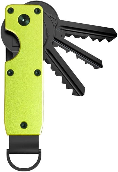 Compact Aluminium Key Organizer 2-6 Keys Yellow-Green Minimalist Key Holder for Car & Home V1258-DP02-BOL-12