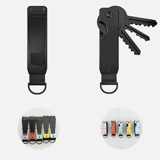 Compact Aluminium Key Organizer 2-6 Keys Yellow-Green Minimalist Key Holder for Car & Home V1258-DP02-BOL-12