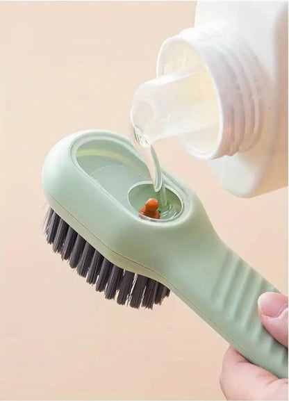 Green Soft Bristle Shoe Brush with Ergonomic Handle Multifunctional for Shoes and Clothing Hanging Design 1 V1258-DP02-BOL-121