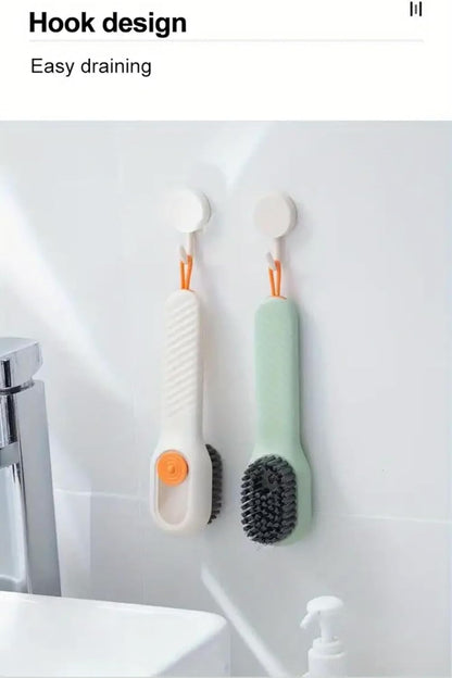 Green Soft Bristle Shoe Brush with Ergonomic Handle Multifunctional for Shoes and Clothing Hanging Design 1 V1258-DP02-BOL-121