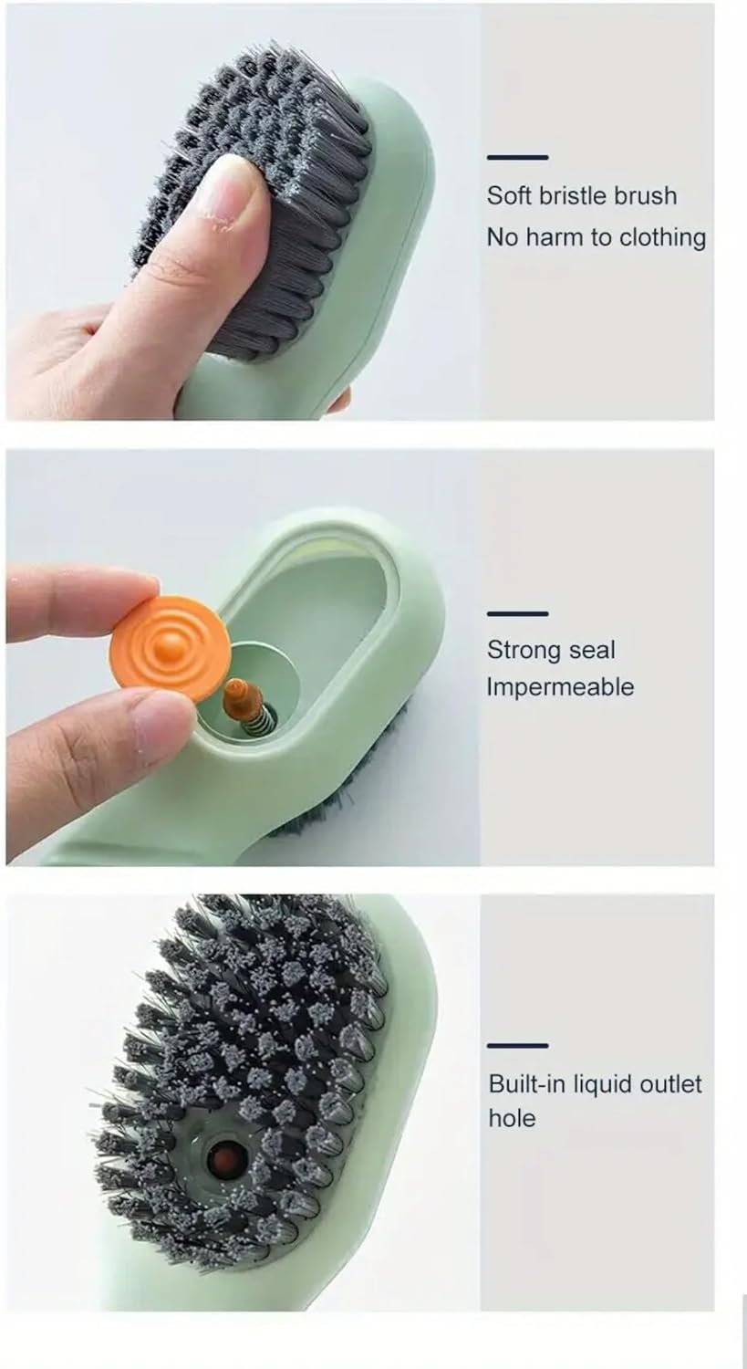 Green Soft Bristle Shoe Brush with Ergonomic Handle Multifunctional for Shoes and Clothing Hanging Design 1 V1258-DP02-BOL-121