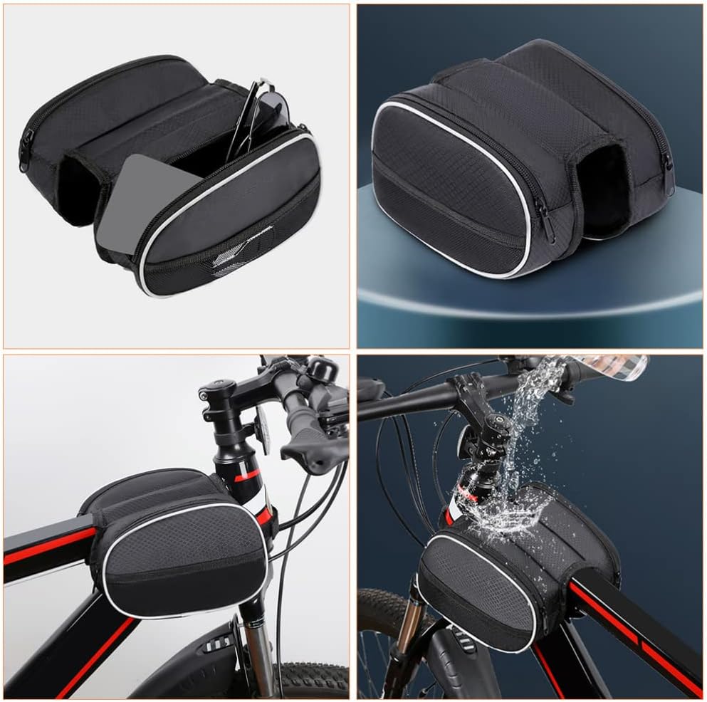 Waterproof Front Bike Frame Bag 19x12.5x6 cm Black V1258-DP02-BOL-123