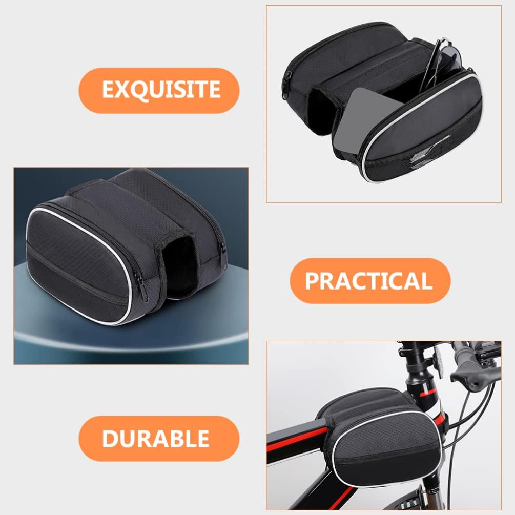 Waterproof Front Bike Frame Bag 19x12.5x6 cm Black V1258-DP02-BOL-123