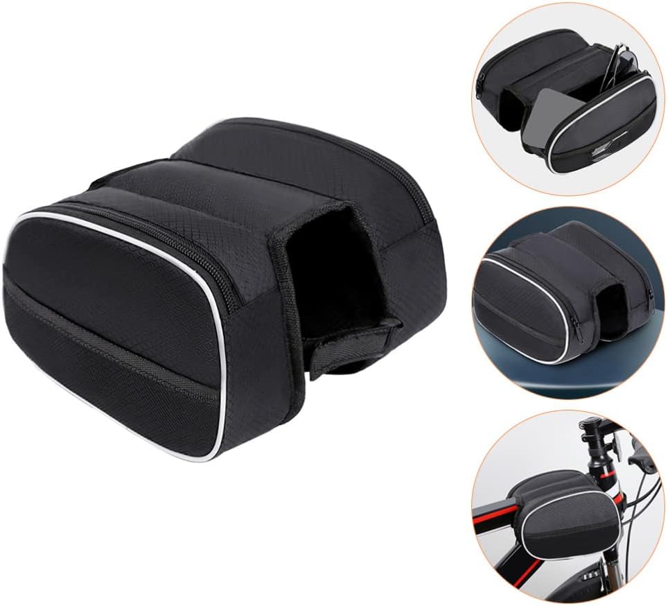 Waterproof Front Bike Frame Bag 19x12.5x6 cm Black V1258-DP02-BOL-123