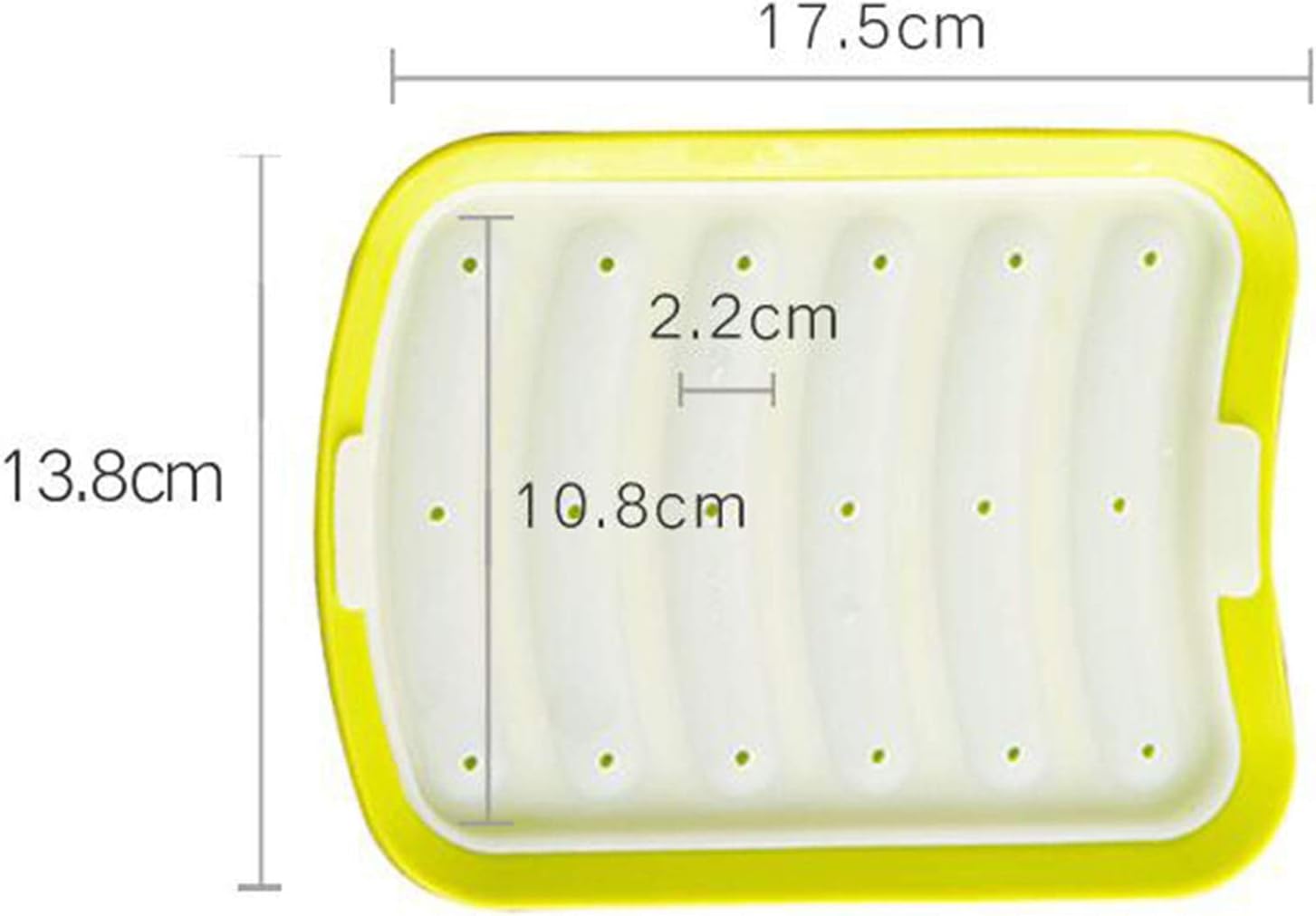 6 Cavity Silicone Hot Dog Mold with Lid Yellow Non-Stick Sausage Maker Baking Tool V1258-DP02-BOL-128