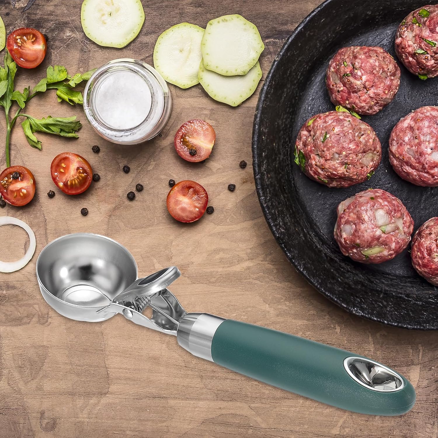 2 Pack Green Ergonomic 304 Stainless Steel Ice Cream Scoop with Trigger V1258-DP02-BOL-129