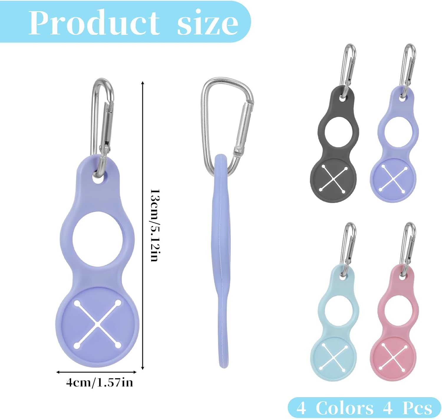 4 Pack Water Bottle Clip with Carabiner Portable Bottle Holder for Backpack Outdoor Hiking Running V1258-DP02-BOL-13