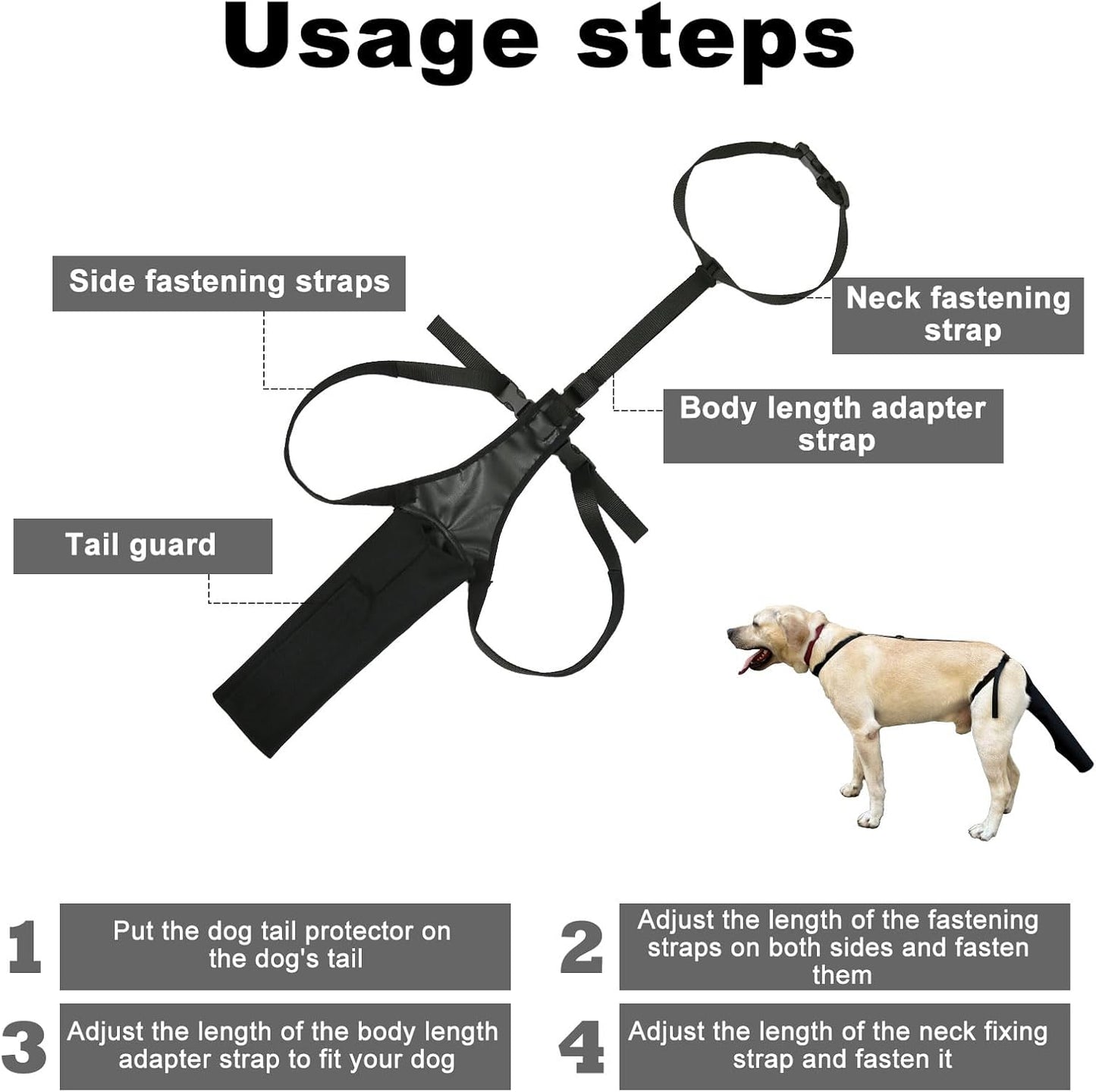 Adjustable Nylon Dog Tail Protector - Black - 1 Piece - Tail Protection V1258-DP02-BOL-139