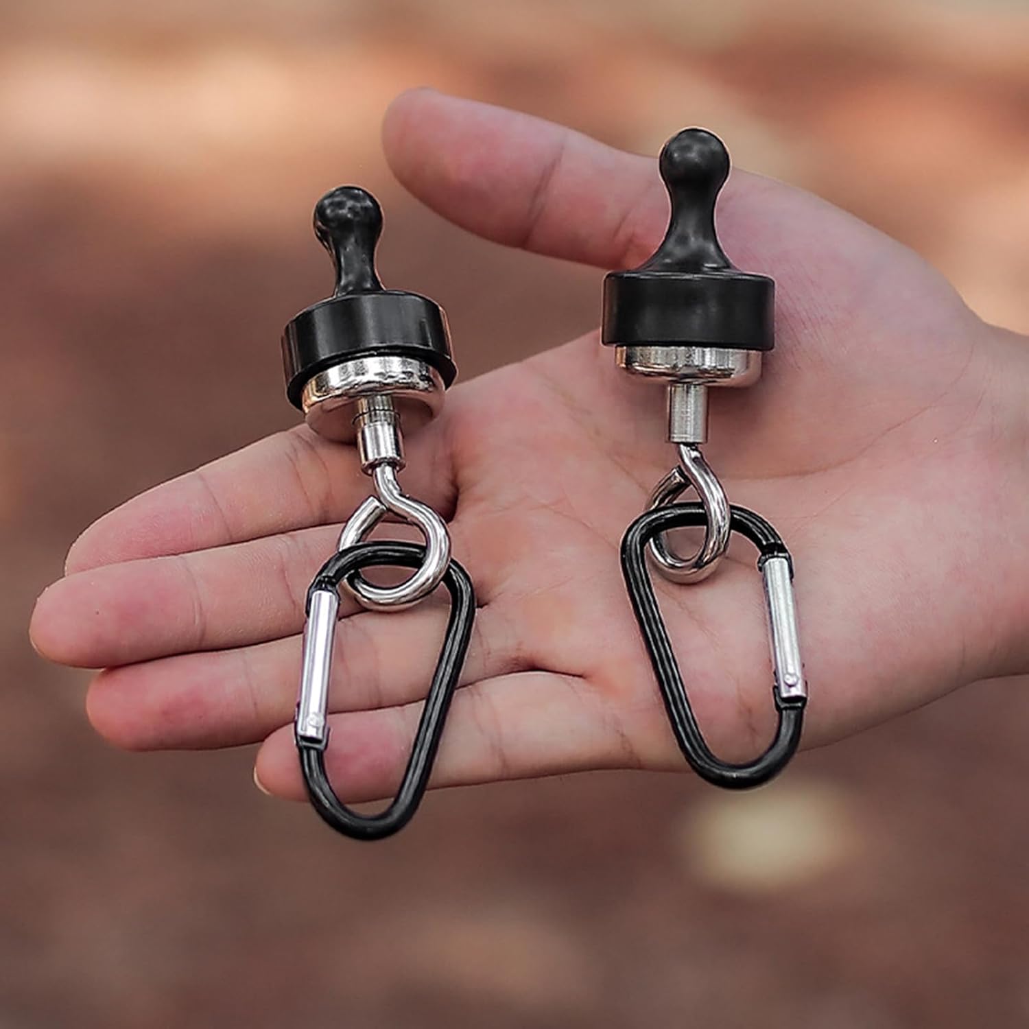 2 Pack Black Multifunctional Camping Hooks with Carabiner No Installation Required V1258-DP02-BOL-141