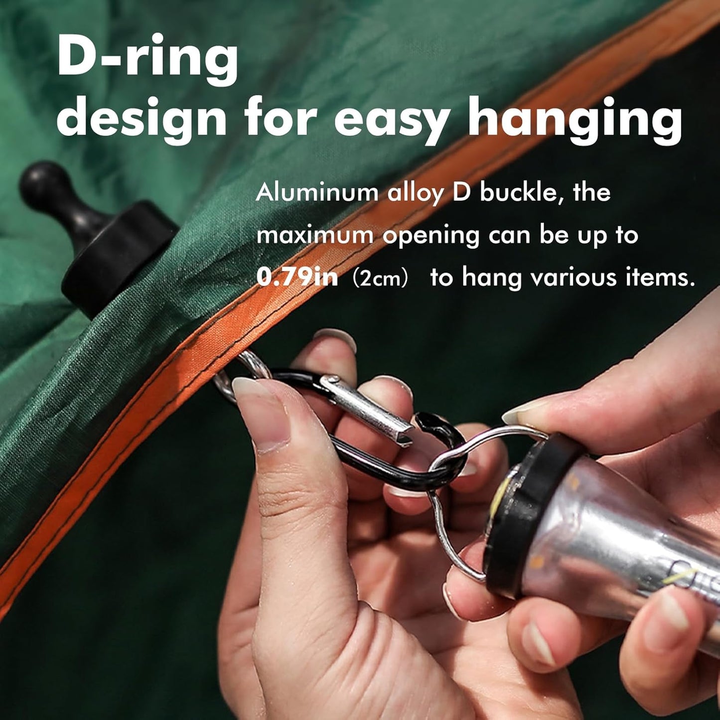2 Pack Black Multifunctional Camping Hooks with Carabiner No Installation Required V1258-DP02-BOL-141
