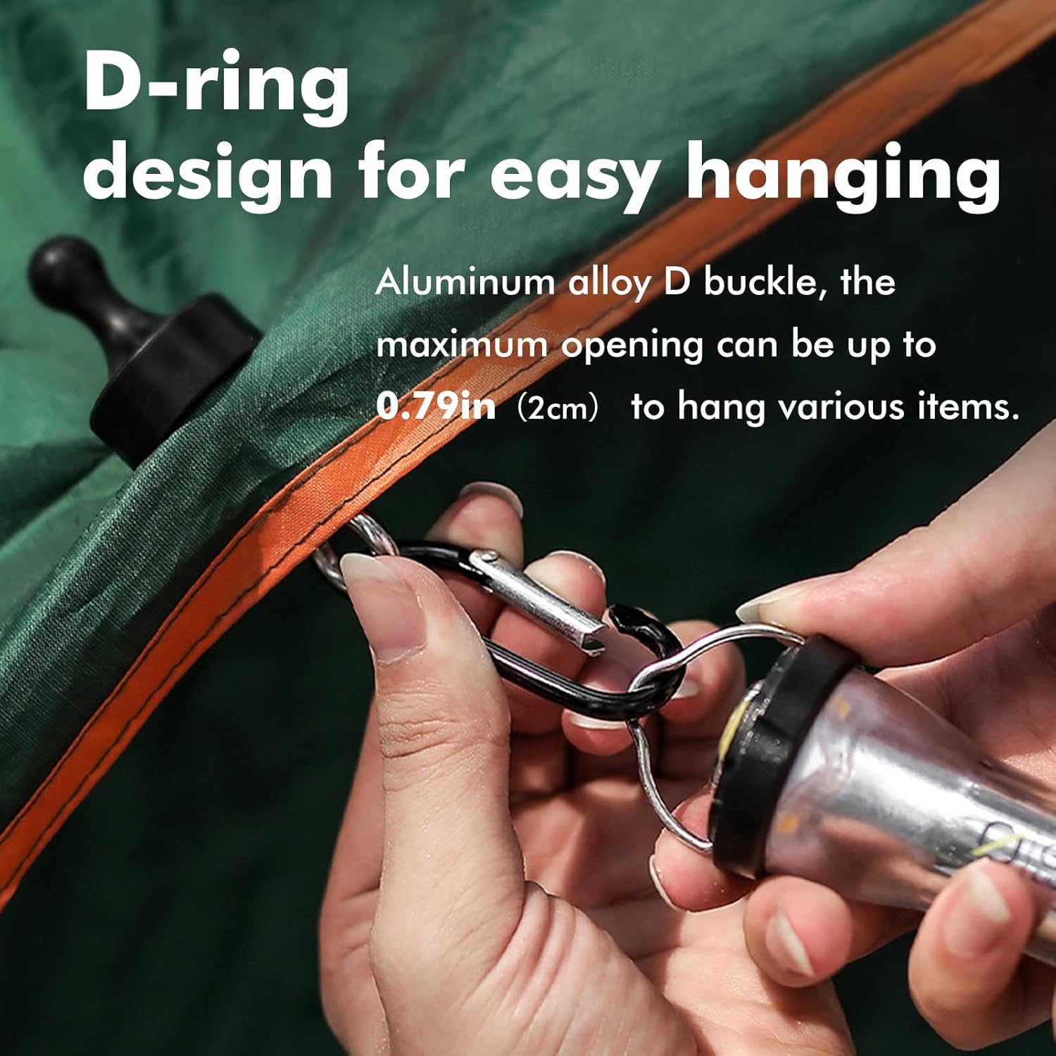 2 Pack Black Multifunctional Camping Hooks with Carabiner No Installation Required V1258-DP02-BOL-141